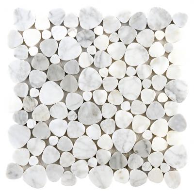 Italy Bianco Carrara Heart Shape Marble Mosaic Tile For Kitchen Backsplash
