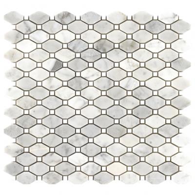 Bianco Carrara Marble Stone Mix Bardiglio Long Octagon Mosaic Tile
