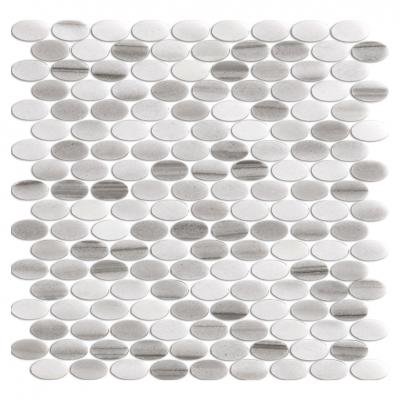 Wholesale Grey Oval Round Honed Marble Mosaic Tiles For Bathroom
