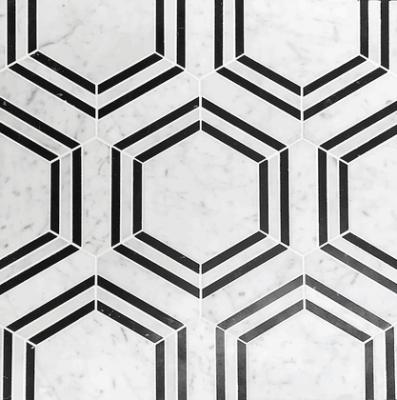 Carrara Hexagon Stone Mosaic Tiles