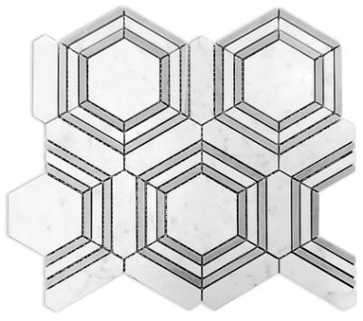 Carrara Hexagon Stone Mosaic Tiles